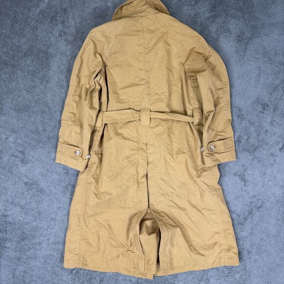 Madewell Trench Coat S Tan Long Sleeve Double Breasted Belted Canvas Rain Flap - Picture 3 of 8